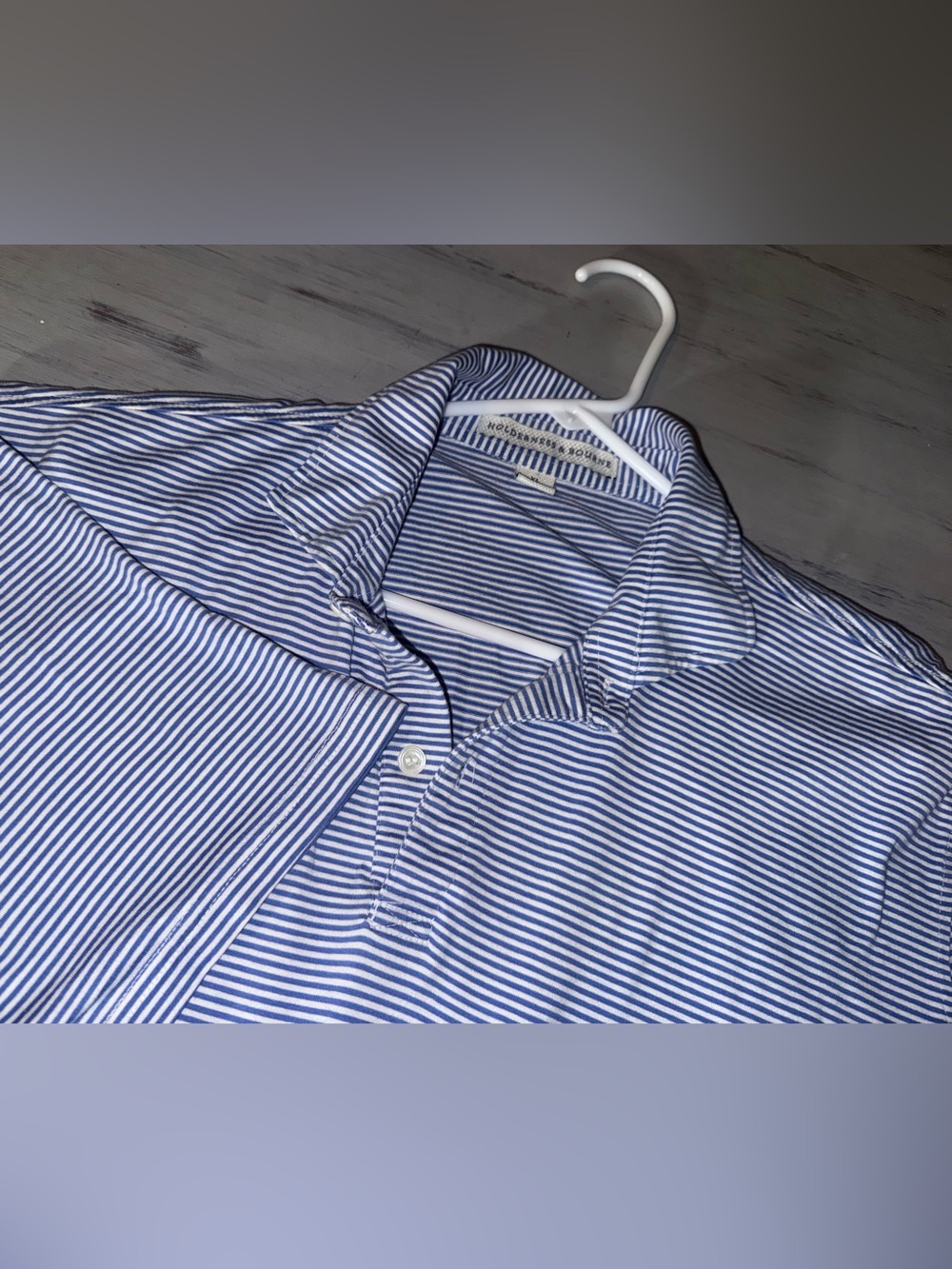 Holderness & Bourne Men’s XL Blue White Striped Performance Golf Polo